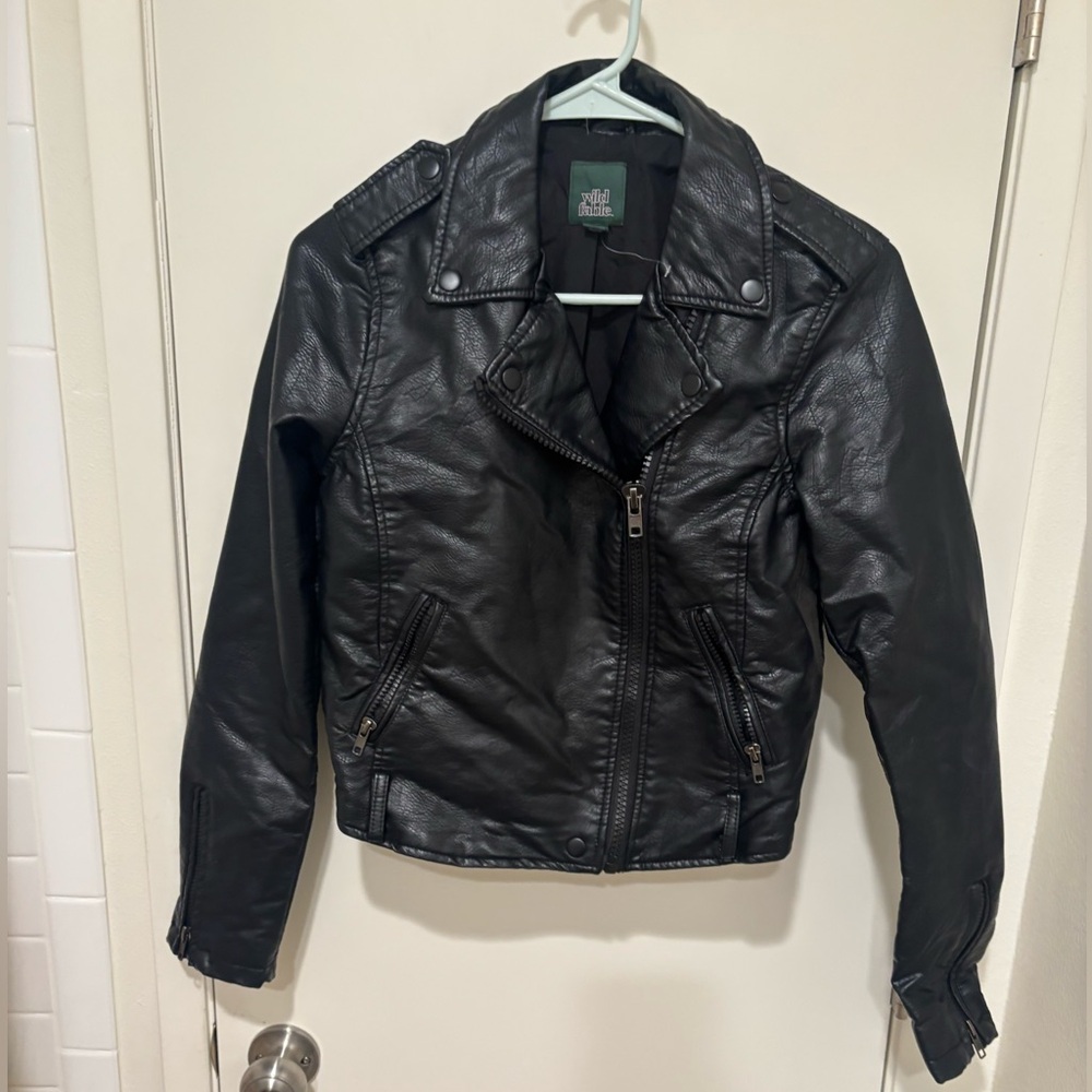Wild Fable Black Faux Leather Moto Jacket women’s small